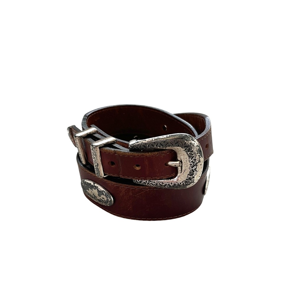 Brighton Brown Leather Western Concho Belt Silver Hardware 36